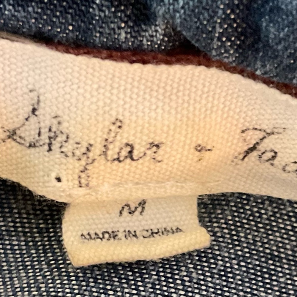 Skylar & Jade denim & burnt out velvet back Shirt Gorgeous detail EUC Sz M - Picture 7 of 8